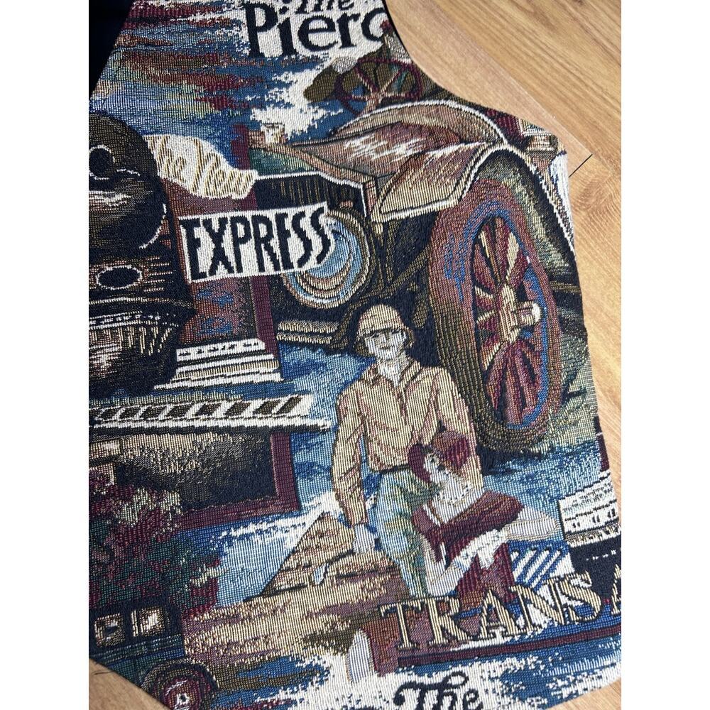 Vintage 90s Rafaella Tapestry Vest Women's M Travel Train Grandma Western Rare - Picture 8 of 8